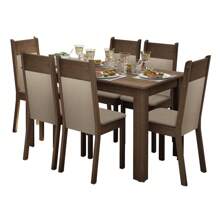 Juego De Comedor Con Mesa Madesa Jaíne Y 6 Sillas Color Marrón/crema/beige - Marrón y beige - Ver 3