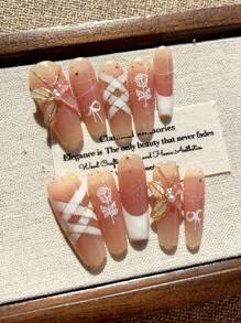 10PCS Handmade Wearable Nail Art Press-On Nails, Water Droplet High Heels Cat Eye Nail Shape Press-On, Charming Press-On Nails, Short Press-On Nails, Minimalist Design Nails, Full Coverage Fake Nails, Y2K Nails, Unique Creative Fake Nails, Promotional Daily Nails, Reusable Daily Nails For Women And To Use At Parties And Dinners, Reusable
