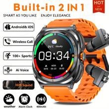 KENPANG 2025 New Headset 2-In-1 Smart Watch Is The Same For Men And Women, With Wireless Earplug HiFi Sound Effect, 1.53-Inch HD Screen, Bluetooth Call, NFC Control, 100+ Sports Mode, Fitness Tracker Sports Music Watch Compatible With IOS Android For Watch 7 ULTRA.