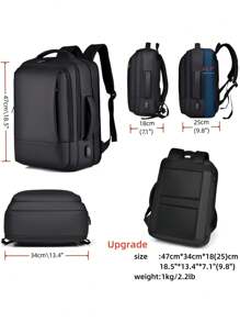 Sac à dos pour ordinateur portable professionnel de 15,6 pouces, sac à dos pour ordinateur portable en PU, sac à dos pour ordinateur portable de voyage, sac à dos de cabine, sac à dos pour ordinateur portable extensible pour hommes, sac à dos pour le collège