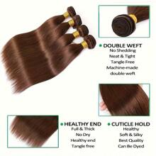 #4 Light Brown Straight Human Hair Bundles 12-30 Inch Cheap Human Hair Extensions For 1 / 3 / 4 Bundles