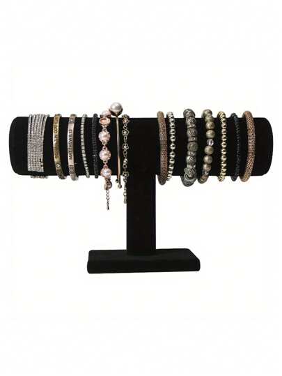 1pc Elegant Black Velvet T-Bar Bracelet Display Stand - Tabletop Jewelry Holder, Mother's Day Gift, Suitable For Retail Display Cases, No Electricity Needed, Sturdy Plastic Base, Great For Necklaces, Bracelets And Watches, Velvet Watch Stand, Soft Velvet Surface For Women, Multi-Functional Desktop Organizer, Non-Electric - Suitable For Other Installation Types Of Elliptical Jewelry Tower Bag,Room Decor, Bags,Makeup Bag,Vanity,Travel,Make Up Bag,Travel Essentials,Organizer,Storage,Travel Essential,Makeup Organizer,Makeup Bags,Make Up Organizer,Organiser,Toiletry Bag,Desk Organiser,Cosmetic Bag,Makeup Pouch,Make Up Organize,Vanity Accessories,Make Up Pouch,Make Up Bags,Jewellery Box,Pouch,Makeup Brush Holder,Brush Holder,Perfume Organiser,Pouch Bag
