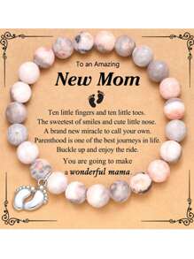 WholeNight Pulsera ajustable con colgante con huella de bebé para futuras mamás, regalo de joyería de moda para el embarazo, madres, San Valentín, Día de la Madre, todo el año, regalo de baby shower, Pascua, para niñas/niños