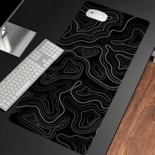 Topographic Contour Gaming Mouse Pad Large XXL Long Extended Pads Big Mousepad Keyboard Black Mouse Mat Desk Pad With 2mm Non-Slip Base And Stitched Edge For Gaming Office Home