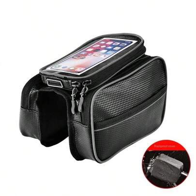 Bolsa de bicicleta de gran capacidad con pantalla táctil, manillar, tubo frontal, bolsa de teléfono impermeable para accesorios de equipo de equitación de bicicleta de carretera