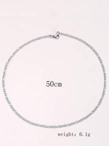 1pc Fashionable Hip-Hop Stainless Steel Flat Necklace Chain, Personalized Necklace Suitable For Men's Daily Wear