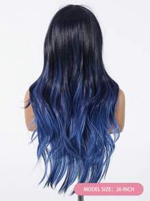 Ava WIGS 26 Inch Blue Ombre Wig Long Curly Wig For Women Synthetic Wig Colorful Punk Music Festival Wigs Daily Cosplay Party Use