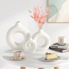 1 pieza Jarrón de forma de donut hecho a mano, decoración floral de estilo bohemio minimalista moderno para el hogar, decoración para sala de estar, dormitorio, oficina, mesa de boda, fiesta, decoración del hogar, jarrón de flores, centro de mesa, decoración de mesa