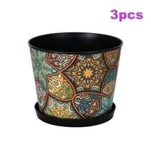 6-calowe kolorowe plastikowe doniczki z podstawkami - zestaw 1/2/3 okrągłych doniczek do kwiatów do wewnątrz/na zewnątrz na sukulenty, zioła, fiołki afrykańskie | Wystrój domu i ogrodu
