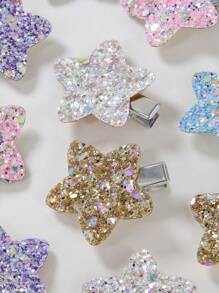 10pcs Shiny Sequin Star Metal Hair Clips, Exquisite High-End Pentagram Hair Clips/Pins For Girls, Versatile Everyday Hair Accessories - Multicolor - View 3