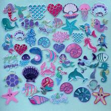 3/6/10/20/30/48/Pieces Of Optional Colorful Mermaid Marine Animal Pattern Embroidery Repair Stickers Can Be Used For Clothing, Shoes, Hats, Bags, Accounting Books, Mobile Phones, Laptops, Festivals, Parties, Gifts, Home Decorations, Embroidery Cloth Stickers, Colors Random