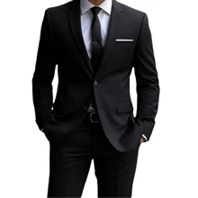 Men's Slim Suit, Luxurious Executive Cut (Pants And Blazer) - Ready For Delivery - 黑色 - 查看 1
