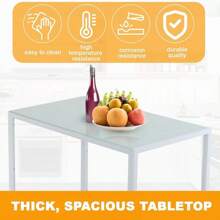FDW Dining Table Set Glass Dining Room Table Set For Small Spaces Kitchen Table And Chairs For 4 Table With Chairs Home Furniture Rectangular Modern (Black Glass) - White - View 6