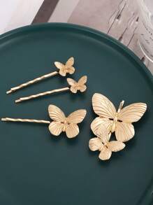 1pc/4pcs Gold/Silver Elegant Butterfly Hair Clips, Suitable For Summer Women Hair Updo Decor