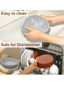 1 Piece Set With Random ColorsAir Fryer Silicone Liner For 3-5 QT, Flammable Parchment Paper Replacement, Reusable Baking Pan Oven Accessory, Round(Top 8 Inches, Bottom 6.75 Inches) ﻿ - Multicolor - View 7