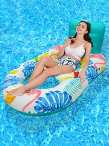 Inflatable Pool Floats For Adults With Headrest & Cup Holder, Large Inflatable Pool Lounger Raft - Multicolor - View 9