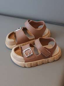 1 Pair Kids Sandals Beach Shoes, Fashion Closed Toe Sports Sandals, Soft Bottom Toddler Shoes, Design Suitable For Boys & Girls Outdoor, Party, Travel, Summer - Brown - View 2