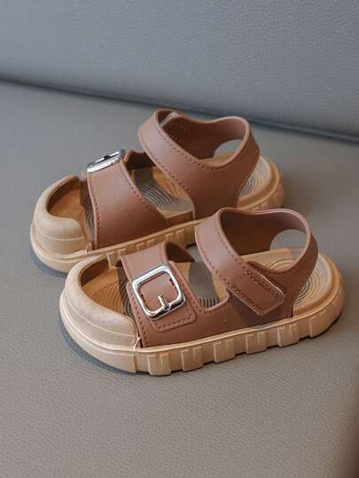 1pair Children Fashionable Sports Head Sandals,2025 New Soft Bottom Toddler Shoes, Non-Slip Flat Beach Shoes For Big Kids, Suitable For Summer