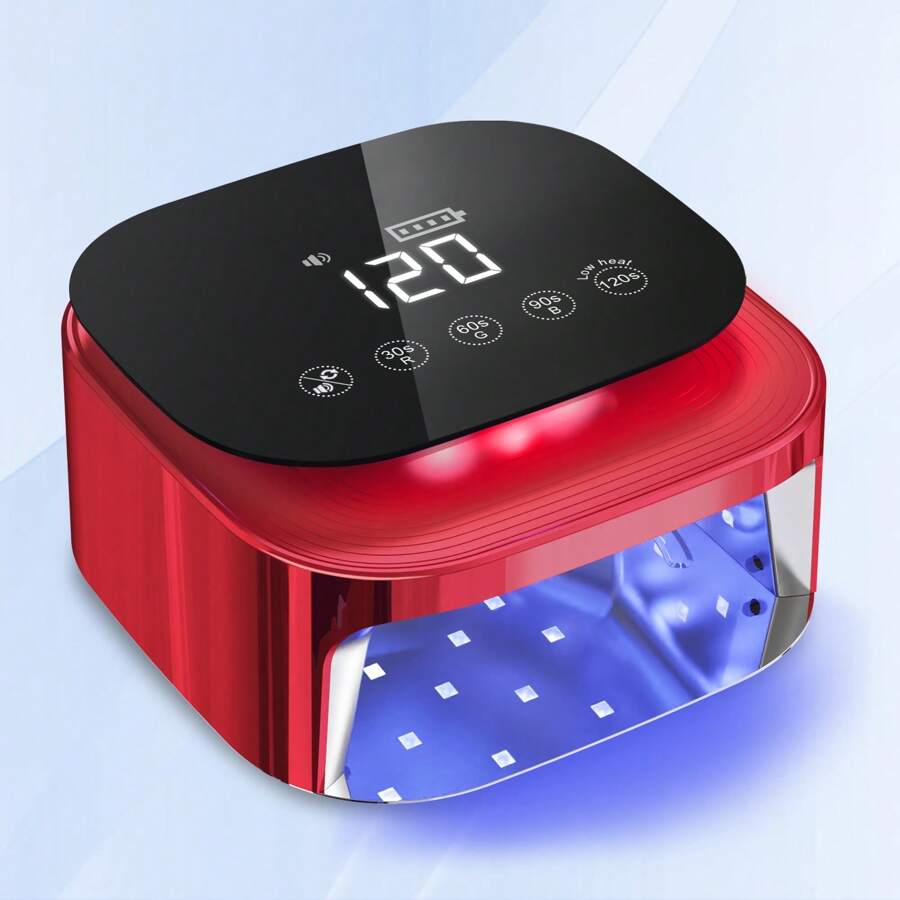 Lámpara de uñas LED UV inalámbrica, luz de esmalte de gel para secado de uñas recargable de 60 W, sensor inteligente, pantalla LCD, base desmontable, luz LED portátil para uñas con 30 cuentas y 4 configuraciones de temporizador para salón y hogar