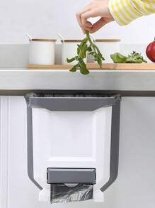 1pc Kitchen Folding Wall-Mounted Trash Can, Hanging Garbage Bag Holder For Cabinet, Creative & Convenient