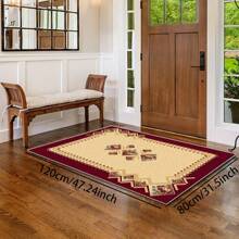 1pc Turkish Art Carpet, Crystal Velvet 700g/Sq.M, Dotted Bottom, 5mm Thickness. Machine Washable, Fade-Resistant Carpet, Anti-Slip . Suitable For Holidays And Any Space Including Hotel, Office, Sofa, Bedside, Kitchen, Laundry Room, Corridor, Porch, Staircase Mother's Day