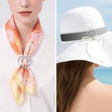 5pcs Women's Scarf Clips Tie Pin Waist Cincher For Tshirt, Metal & Rhinestone Circular Round Buckle