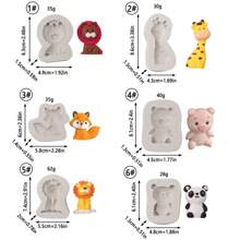 1 件卡通动物鹿、狐狸、狮子、熊猫、猪形状硅胶模具 - 淺灰色 - 查看 12