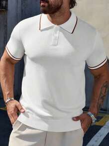Polo uomo a maniche corte in maglia a tinta unita con bottoni