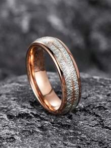 Minimalist Stainless Steel Ring For Men, Single-Arrow Heart Signet Ring - Rose Gold - View 1