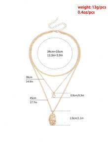 3pcs/Set Boho Vintage Water Drop Crystal Pendant Multi-Layer Necklace, Lightweight Luxury Fashion For Women Everyday Wear - Yellow Gold - View 8