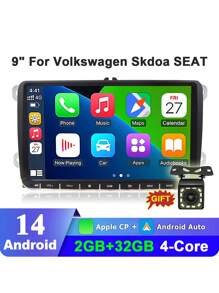 Android 14 9-Inch Car Radio, Wireless Apple Car Play & Android Auto, Fit For Passat B6 B7 CC Tiguan Touran Golf Polo 2 Din Car Multimedia Player Navigation GPS, Hands-Free Calling, Car Stereo Audio IPS Screen, Autoradio, Includes Car Backup Rearview Camera - Black - View 2