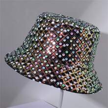 Women Summer Bucket Hat Colorful Sequin Wide Brim Sun Hat Fisherman Cap For Outdoor Travel Beach