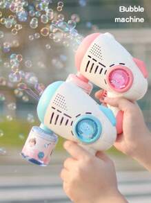 1set Plastic Bubble Machine Handheld Automatic Little Dinosaur Bubble Gun Electric Gift Toys, Birthday Gifts, Outdoor Parties(Does Not Include AA Batteries And Bubble Liquid)/Some Accessories, Text And Patterns Are Random