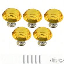 10 peças de maçanetas de armário de vidro de cristal, maçanetas de porta de móveis de cômoda, puxadores de gaveta, gaveta em formato de diamante de 30 mm, para guarda-roupa e armário, puxadores de maçanetas de armário, puxadores de maçanetas de gaveta de cozinha com parafusos