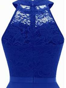 Vestido de encaje, Vestido de cóctel, Escote en V, Largo medio, Cinturón decorativo, Escote, Encaje, Vestido de noche, Temperamento, Moda elegante, Capas