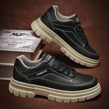 2025 Nowy projekt męskich codziennych skórzanych butów roboczych z niską cholewką, gruba podeszwa w stylu brytyjskim, podwyższone trampki