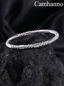 Camhanno 6/1 Vòng tay thép không gỉ mạ vàng 18K, thích hợp cho các buổi tụ họp và đeo hàng ngày, phong cách Châu Âu và Châu Mỹ, mạ chân không chống đổi màu, trang sức đeo tay tinh tế và sang trọng, quà tặng lý tưởng - Vàng - Xem 5