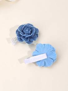 2 pezzi/4 pezzi/6 pezzi Forcine per capelli con fiori blu, forcine con perle finte in tessuto, forcine a coccodrillo per ragazze, regali per migliori amiche e feste