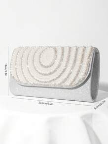 Bolso de mano de noche tipo sobre con decoración de perlas falsas, bolso de novia romántico para boda, bolso de gala con adornos de cristales de lujo para vestido de noche, bolso de mano formal con correa cruzada para fiesta