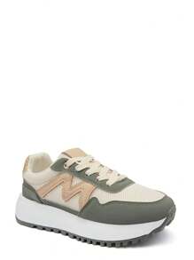 M Logo Women's Sneakers, Trendsetter - Army Green - View 3
