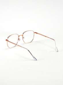 1pc Metal Frame Geometric Decor Glasses, New Fashion Butterfly Style Lightweight Small Face Personalized Prescription Eyeglasses 0-600 Degree, Retro Round Frames, Glasses - Clear - View 3