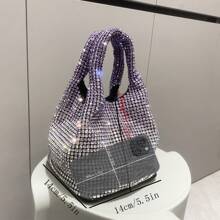 Sparkly Ombre Rhinestone Handbag, Shoulder Bag & Clutch Purse, Luxurious Designer Evening Bag For Party - 紫色 - 查看 6