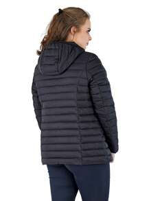 Women's Plus Size Puffer Jacket Quilted Lightweight Padding Hood Packable Coat - Black - View 3