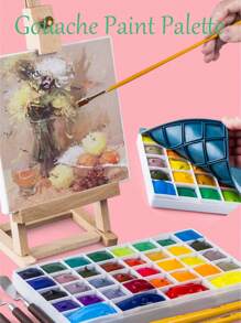 1pc Multi-Functional Color Palette, Art Student Painting Color Mixing Palette, Gouache Palette - White Green - View 9