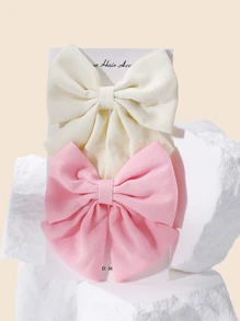 1/2pcs Satin & Chiffon Bow Hair Clips, New Candy Color Large Barrettes, College Style, No Card Paper, Suitable For Daily Use - 彩色 - 查看 21