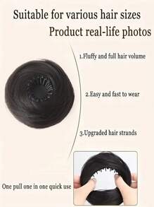 Elegant Women's Hair Bun, Hair Extension -10cm (4 Inches) Extendable Synthetic Hair, With Clips, Heat-Resistant Fibers, Suitable For All Hair Types, Adjustable Design, Suitable For All Women's Daily Wear And Party Hair Accessories ﻿ - Multicolor - View 4