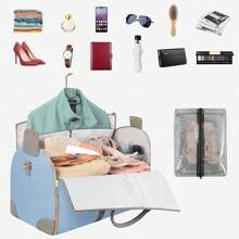 Large Convertible Garment Bags For Travel, Waterproof Carry On Duffle Bag With Shoe Pouch, 2 In 1 Hanging Suitcase Suit Travel Bags, Gifts For Women, Royal Blue Stripe - 藍色 - 查看 2