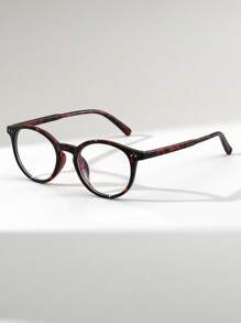 1pc Neutral Vintage Small Round Frame With Rivet Design & Plain Lens Glasses, Perfect For Photo Shoots Clear Glasses Accessories - Clear - View 11