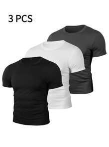 Men's 3-Piece Sports T-Shirt, Men's Functional Shirt, Quick-Drying Breathable Training Shirt, Fitness Running Shirt, Summer Casual Comfort Shirt - màu sắc hỗn hợp - Xem 1