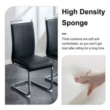 MUUOKY Juego de mesa de comedor de 71" para 6, juego de mesa de comedor con tablero de vidrio de imitación de mármol de 0,4" de espesor, juego de mesa de cocina de 7 piezas, mesa de comedor rectangular moderna con 6 sillas de PU para comedor, cocina, juego de mesa para decoración de habitaciones, decoración del hogar, accesorios de cocina, decoración del día de San Valentín, cocina, boda, día de San Valentín - Negro - Ver 12